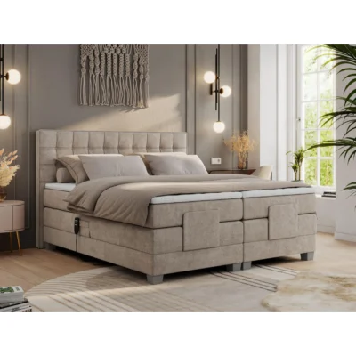 MKS Boxspringbett ELEKTRO in Beige, Liegefläche 140x200 cm